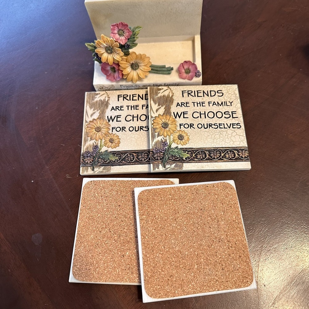 Floral Friends Family We Choose For Ourselves Coasters with Holder - Picture 5 of 7